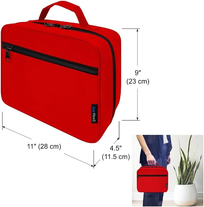 Large Medicine Organizer Bag – 10 Pocket Pill Bottle Organizer for Travel & Home Storage, Red