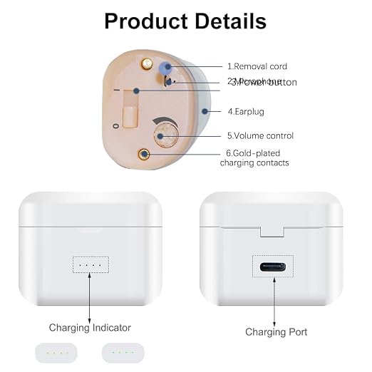 Rechargeable Invisible Hearing Aids for Seniors Adults | Hearing Amplifier with Noise Cancelling with Charging Case