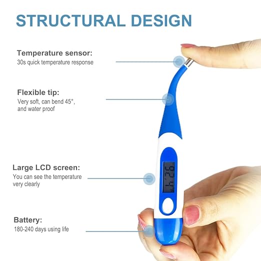 Berrcom Digital Thermometer for Adults, Oral and Underarm Thermometer for Baby and Kids Medical Thermometer with Fever Alarm Rectal Thermometer with Soft Tips | Medical Thermometer with Fever Alarm, Underarm for Baby, Adults, Body Temperature, C/F Swit...