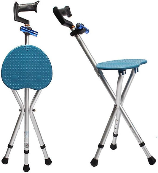 Alloy Folding Cane with Seat, Lightweight Walking Stick Cane with Seat 400lbs Capacity,Adjustable Height (32"-36") & Seat (18"-23"),Portable Cane Seat Chair with Anti-Slip Support for Adults Seniors