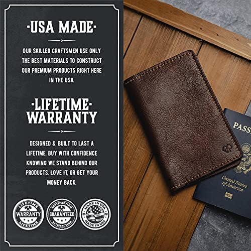 Leather Passport Holder for Men | Made in USA | 3.5" x 5.5" Field Notes Cover | Bootlegger Brown
