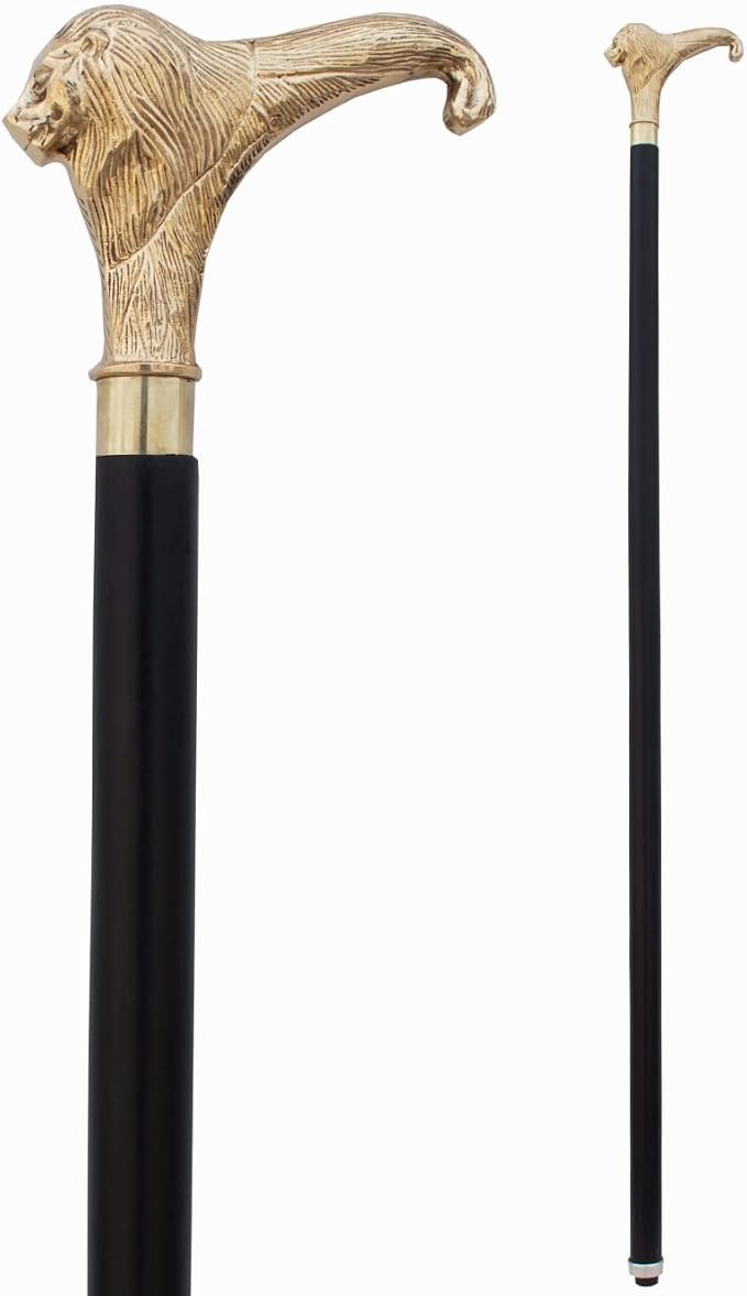 FYNJREX Walking Cane with Brass Handle - Lightweight Walking Stick - Canes for Men,Women and Seniors – Vintage Victorian Cane - Grandpa Gift