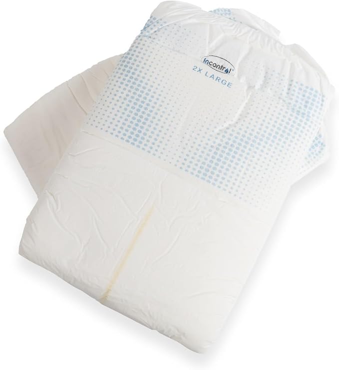 InControl BeDry EliteCare Incontinence Tabbed Briefs for Women and Men - Adjustable Unisex Maximum Absorbency Disposable Diapers with Whiff-X Odor Elimination Technology (Large, 2 Count)