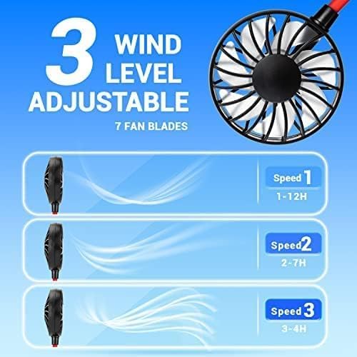 JUANANIUG Portable Neck Fan Rechargeable Personal HandFree Fan Mini USB Wearable Neckband Sport Fan 3 Speed Adjustable 360 Degrees Rotation Perfect for Working Traveling Office Reading (Red Black)