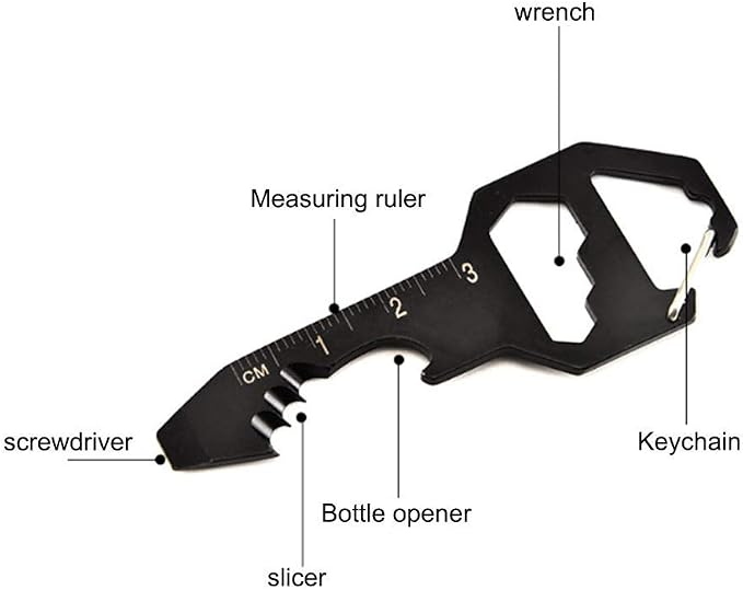 2PCS Keychain Bottle Opener Multi Tool, 100% Stainless Steel EDC Gadget, 6 Tools in 1 [Bottle Opener, Wrench, Screw Driver, Metric Ruler,Cord Cutter] Universal Everyday Carry Pocket and Backpack Tool