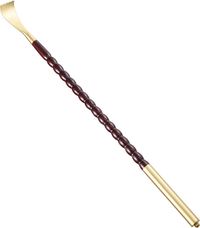 Tomorotec Back Scratcher Massager, Ebony Wood Brass Head Itch Relief 17.5" | African Blackwood, Splinter Proof, Cool Touch, Thoughtful Gift For Men Women, Red
