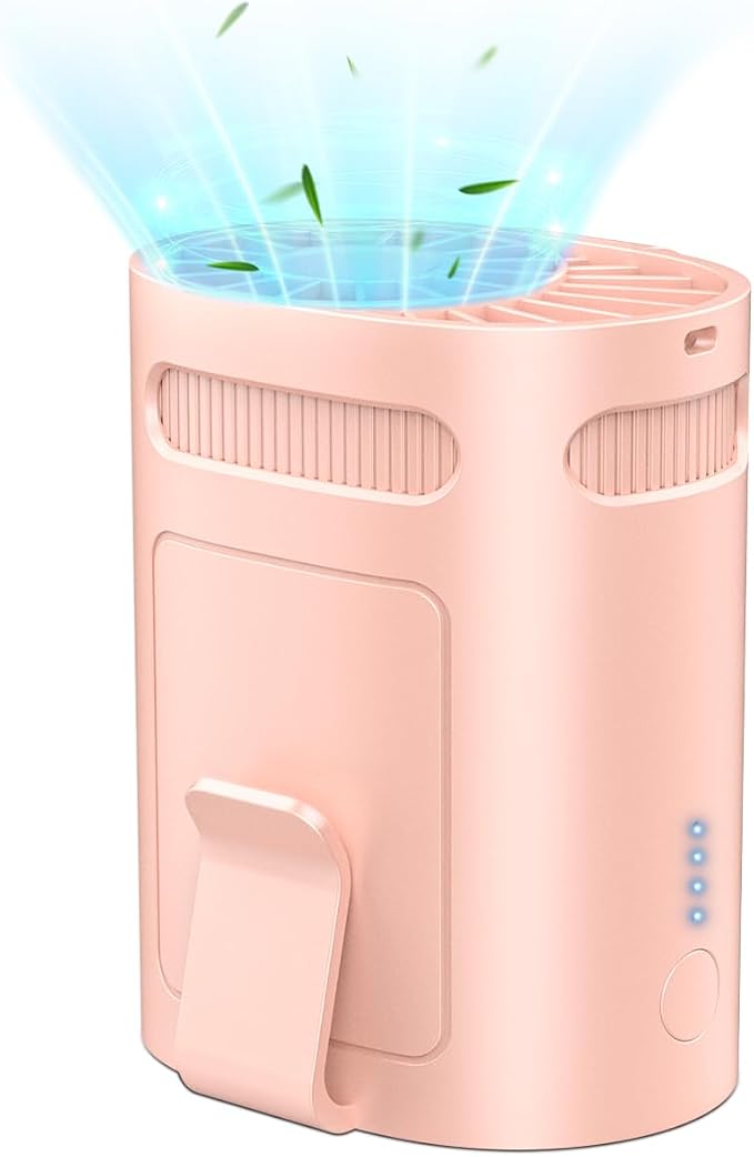 Shirt Fan Clip-Portable Waist Fan Clip On Wearable Belt Buckle Pocket Pant,Pink Power Personal Rechargables Mini Light Weight Cold Neck Fans,Quietest Cordless AC for Outside Disney Sports Traveling