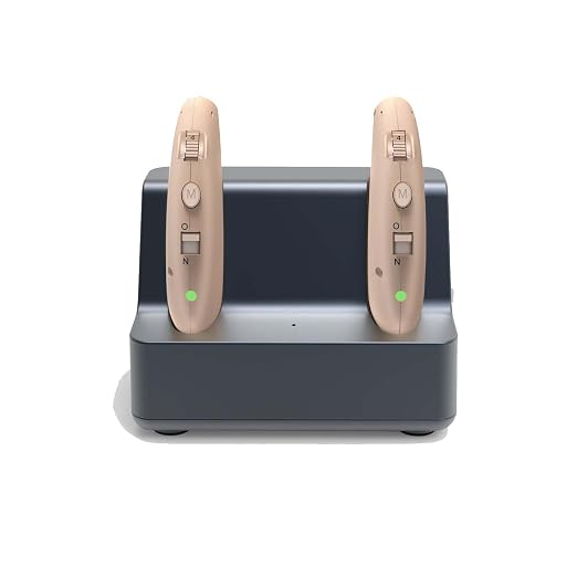 Rechargeable Hearing Aid for Seniors Digital Hearing Amplifier, Noise Cancelling with Magnetic Charging Base,Behind The Ear,BTE,TV,2-Pack