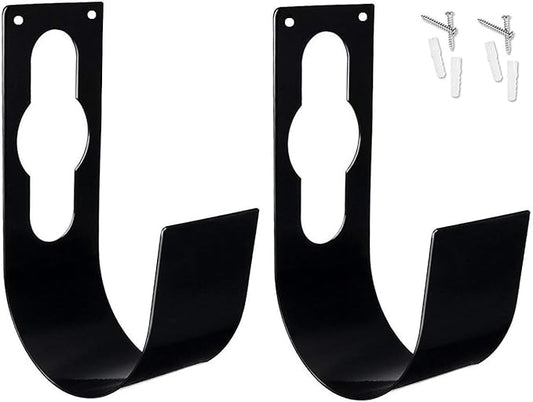 2 Pack Garden Hose Hanger Wall Mount Heavy Duty Hose Holder Hook Use for 150foot Hose (Large, Black)