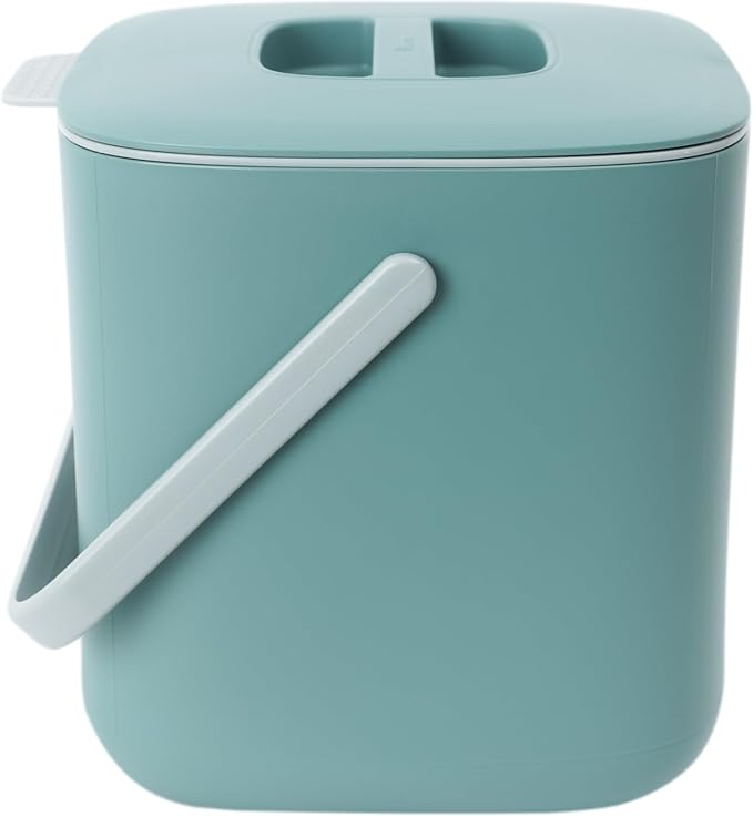 Blue Ginkgo Kitchen Compost Bin, 2.6L Countertop Compost Bin, Green | Odor-Tight. Filter-Free. Dishwasher Safe. (Standard)