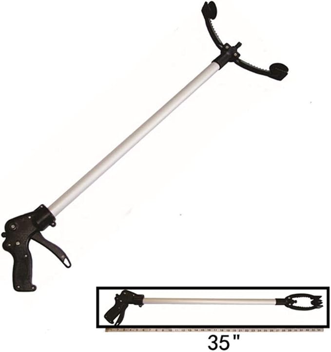 Reacher Grabber New Locking Feature,10.5'' Wide Jaw, 35'' Extra Long, Suction Cups for Precise Work, 360 Degree Head Rotation, Reaching Assist Tool for Trash Pick Up,Garden Nabber, Arm Extension