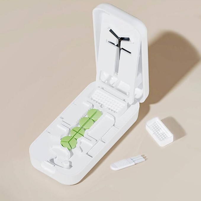 Pill Cutter 1/4 with Centering Device Safety Blades for Small and Large Tablets, 3 in 1 Version Works for Quarters, Thirds and Halves