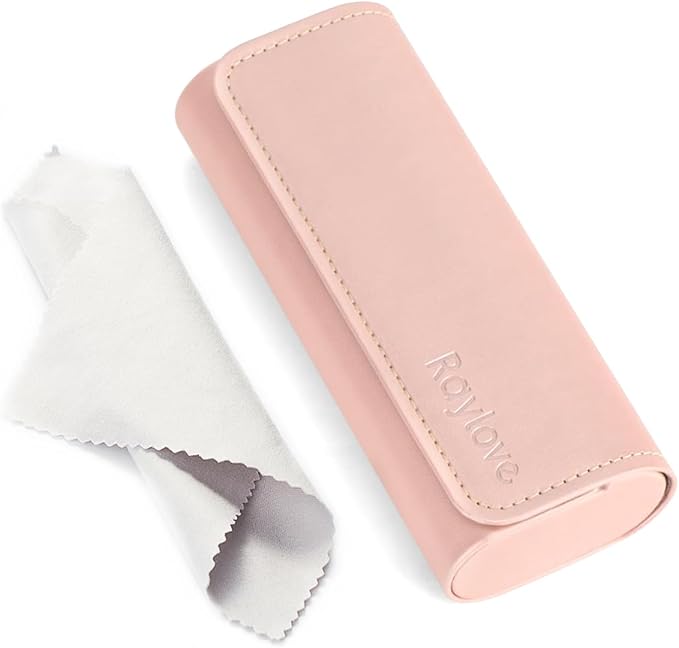 RayLove Hard Shell Glasses Case, Lightweight Leather Eyeglass Case, Travel-Friendly Sunglasses Protector for Men & Women
