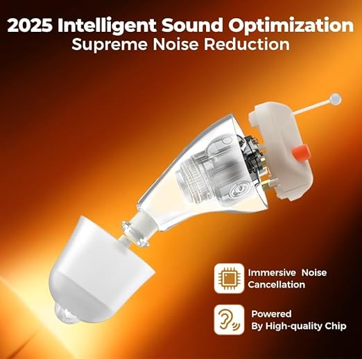 LINNER Saturn 2025 OTC Hearing Aids for Senior & Adult, Rechargeable Amplifiers with Comfort Design, Noise Cancellation for Aid & Assist Hearing, Discreet & Nearly Invisible In-Ear Device (Beige)