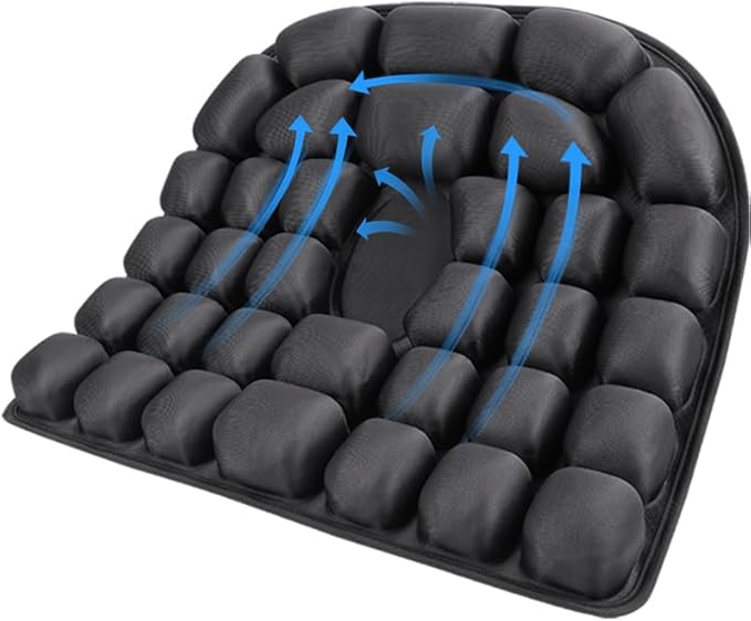 Starlo Sondour Travel Seat Cushion, Airplane Cushion Long Flight, Portable Airline Cushion with Air Pump, Wheelchair Cushion;Pressure Relief Inflatable Seat Cushion (Round Black)