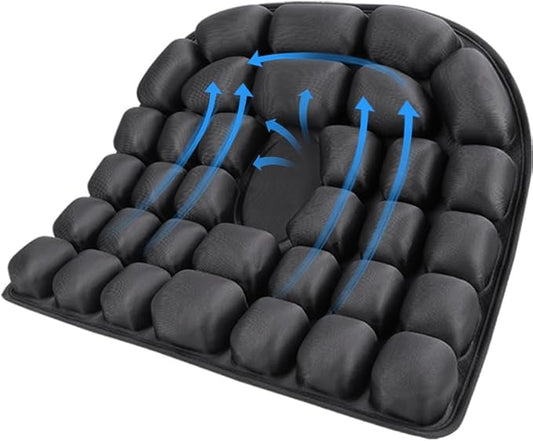 Starlo Sondour Travel Seat Cushion, Airplane Cushion Long Flight, Portable Airline Cushion with Air Pump, Wheelchair Cushion;Pressure Relief Inflatable Seat Cushion (Round Black)