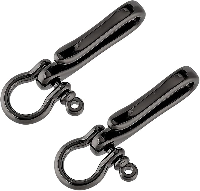 PH PandaHall 2pcs Fish Hook Keychain, Brass Key Ring Solid U Shape Key Hook Key Holder Belt Keyring Pocket Clip with Key Shackle Heavy Duty Car Keychain for Men Women Wallet Chain, Gunmetal