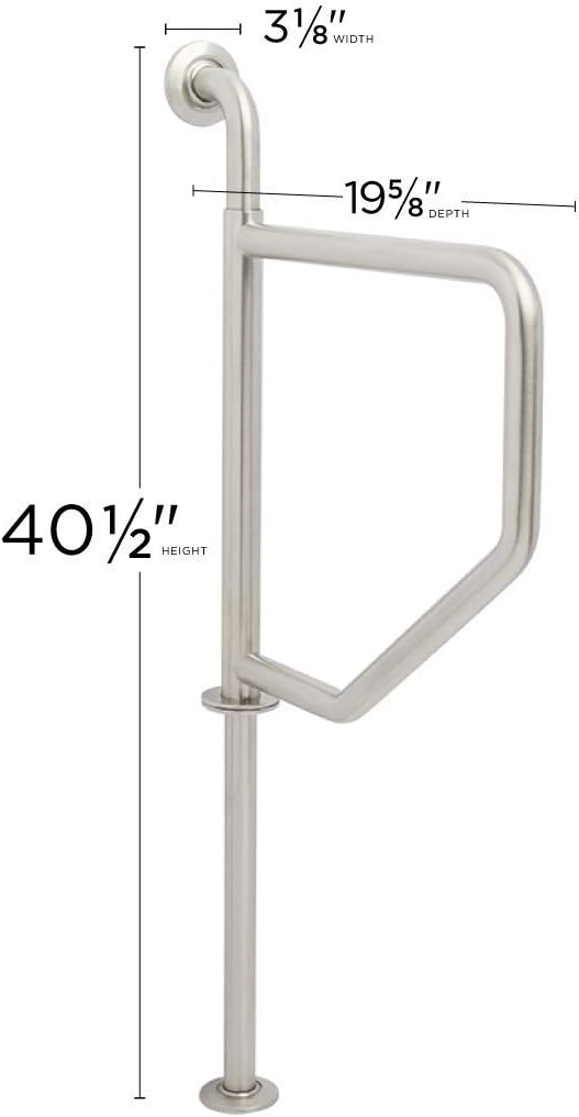 Seachrome Bathroom Grab Bar, Wall to Floor Stainless Steel Swing Away Grab Bar, 1 1/4-Inch Diameter, Handicap Grab Bar, Safety Rail, Satin Stainless (Model: GW-4339-Q-SS)