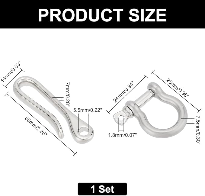 PH PandaHall Platinum Keychain, Brass U-Shape Hook Keychain with D Ring, Heavy Duty Car Key Holder for Men Women