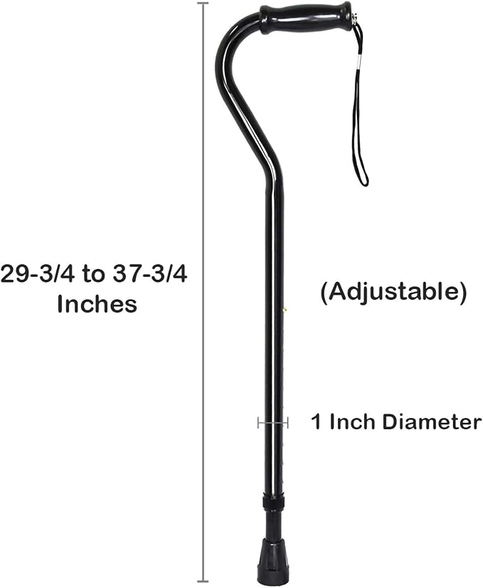 McKesson Offset Cane, Adjustable, Black, Steel, 29 3/4 in to 37 3/4 in, 500 lbs Weight Capacity, 1 Count