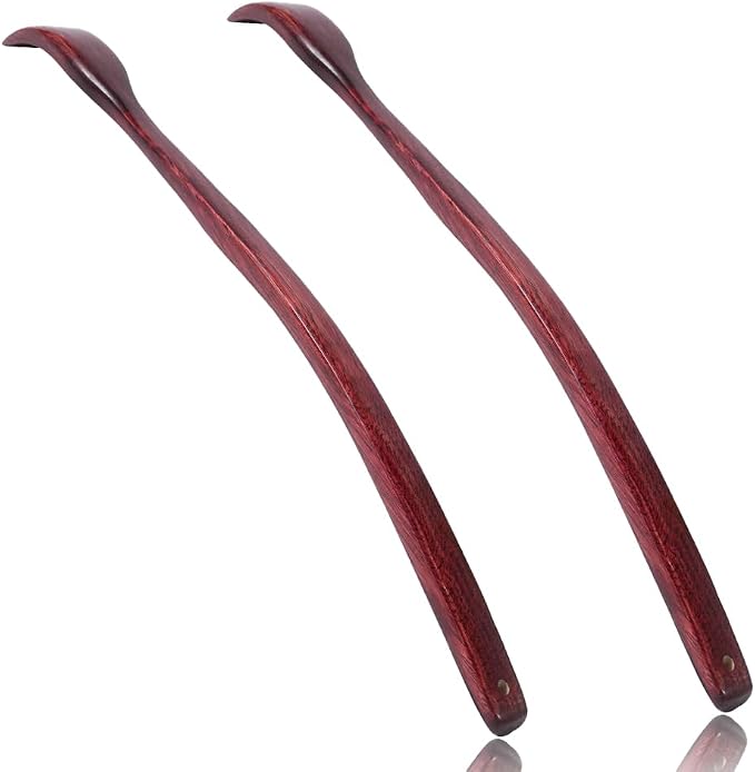 ITCHY-BAN Oversized Wooden Back Scratcher: 18'' Extended Curved Handle for Better Reach, Handcrafted to Perfection, Instant Itch Relief, Gentle on Skin Leave No Scratch Marks (2 Pack Brown)