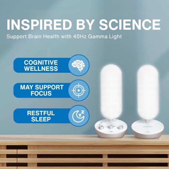 BEACON40® Surround Light Therapy Gamma Lamp | 40Hz Gamma Waves for Memory, Sleep & Focus Clarity | Memory Aid, Cognitive Wellness & Biohacking Device (2 Adjustable Lamps)