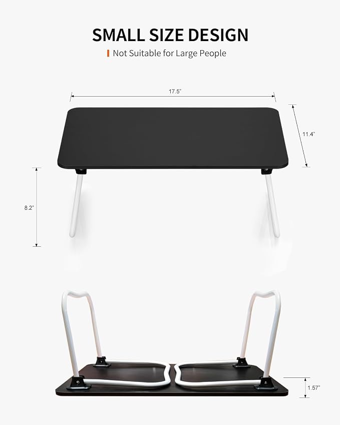 FISYOD Foldable Lap Desk, Laptop Bed Desk, Portable Bed Table, Laptop Stand for Bed & Couch, Lightweight & Mini - Black