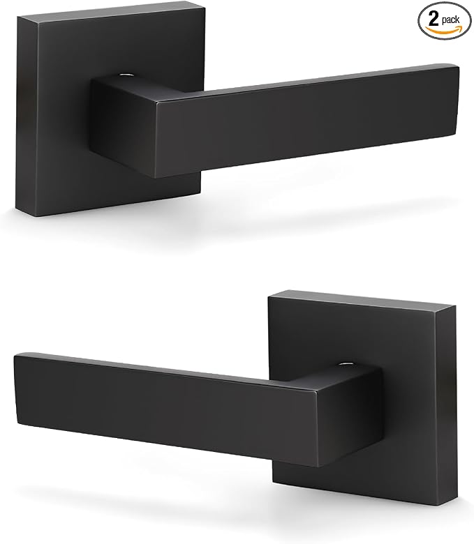 KNOBWELL 2 Pack Heavy Duty Dummy Door Lever Dummy Door Handle, Matte Black Single Sided Handle for Interior Use, for Both Right/Left Handing 0.93 lb One Lever (Only One Side Use)
