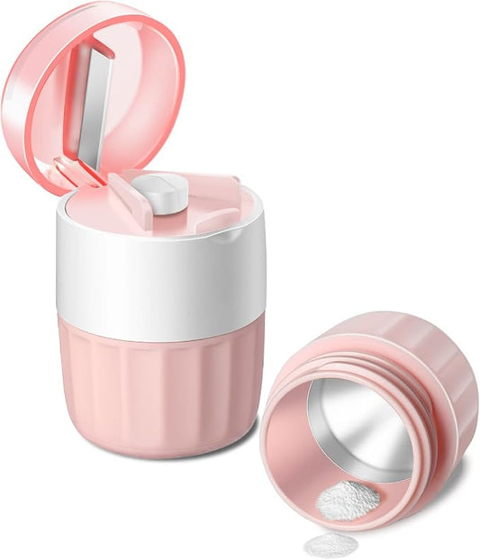 Pill Crusher Fine Powder - Cotatoc 3-in-1 Pill Crusher with Stainless Steel Grinding Pestle, Portable Pill Cutter and Crusher for Elderly and Pets (Pink)
