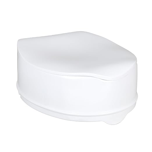 Homecraft Savanah Raised Toilet Seat 6" with Lid, Elongated & Elevated Lock Seat Support for Elderly, Handicapped and Disabled Users, White Colour | 6" raised toilet seat with lid adds seat height for seniors and users with limited mobility.