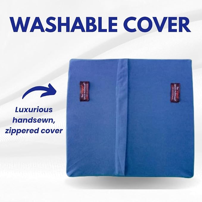 Orthopedic Back Cushion - Chiropractor-Designed Lumbar Support Pillow for Office Chair, Car, Home - High Resilience Foam, Ergonomic Design - Relieves Back Pain, Improves Posture - Blue