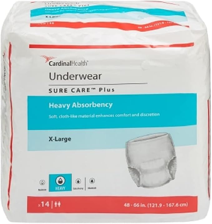 PT# 1625 PT# # 1625- Brief Incontinence Surecare XL 48-66" Blue 56/Ca by, Kendall Company | Disposable, Tear Away Seams, Heavy Absorbency