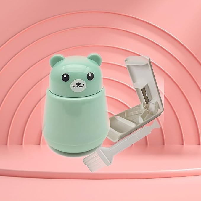 CoaGu Bear Pill Crusher & Splitter Kit - BPA-Free Combo for Pills/Tablets, FDA-Compliant Fine Powder, Nursing Home & Travel