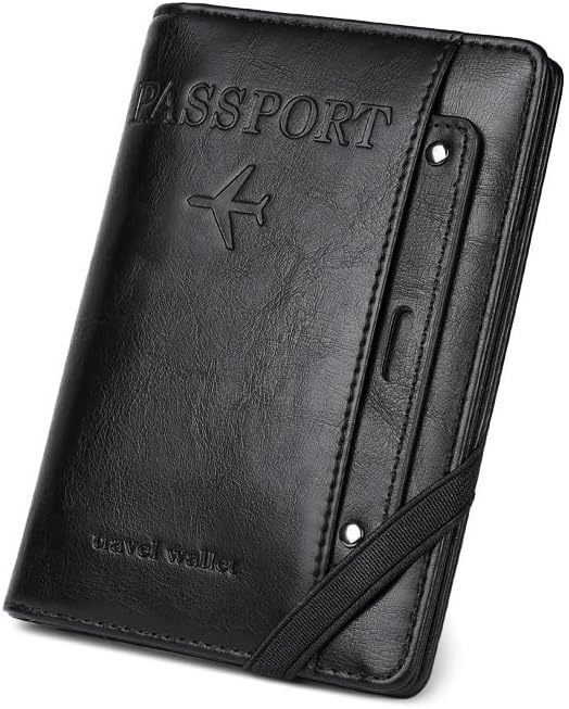 RFID Passport Wallet, RFID Passport Holder for Wallet, Essential Travel Anti-Theft Wallet Storage Case, Anti-Theft Protective Case, Black