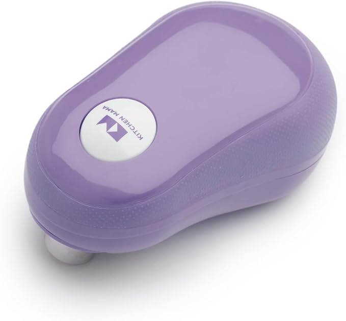Kitchen Mama One Touch Electric Can Opener, Purple | Opens with One Button Press, Auto-Stop, Smooth Edge, Cordless, Battery Operated