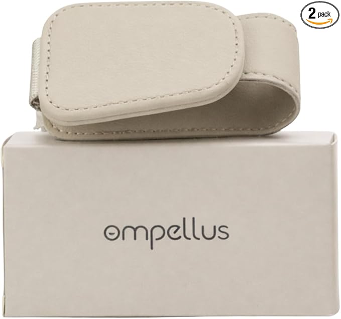 2 Pack Magnetic Leather Sunglass Holder, Eyeglass Hanger Clip for Car Sun Visor, Suitable for Different Size Eyeglasses (White, 2 Pack)