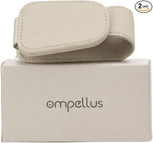 2 Pack Magnetic Leather Sunglass Holder, Eyeglass Hanger Clip for Car Sun Visor, Suitable for Different Size Eyeglasses (White, 2 Pack)