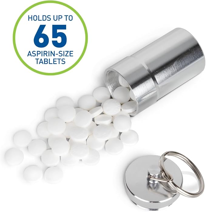 EZY DOSE Keychain Pill Case, Medicine Planner, Vitamin Organizer Box, Daily Planner, Safe for Money & Travel Items, Stainless Steel, Small, Color May Vary, BPA Free | Stores Daily Medication or Valuables Securely, Durable Stainless with Twist Closure, ...