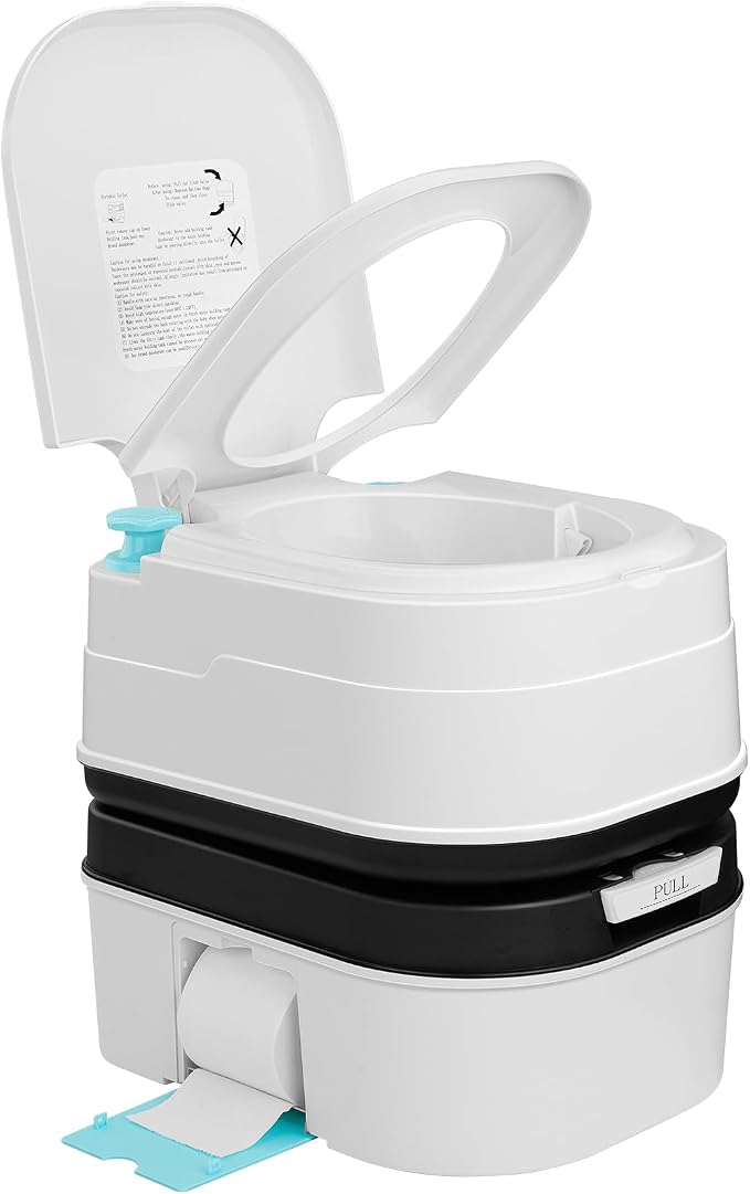 Kohree 6.34 Gal Portable Toilet for Camping, Large Capacity | Odorless, Leak-Proof, Detachable, Boat Porta Potty with Paper & Detergent Collection for Home Use, Camper, RV Travel