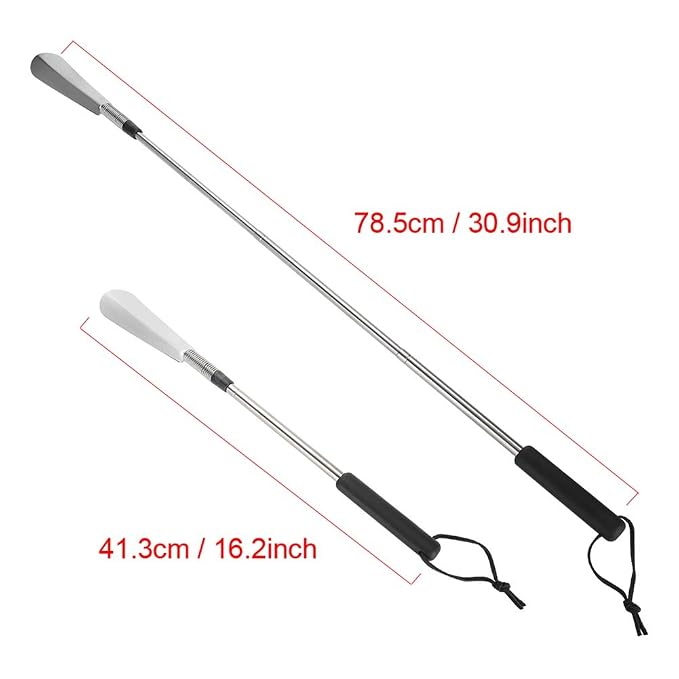 Aid shoehorn Telescopic, Shoe Horn Long Handle Spring Shoe Horn Shoe Accessory Stainless Steel Shoe Lifter for Elderly People,Pregnant woman and Move Inconvenient person