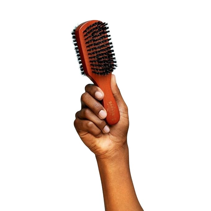 WAV ENFORCER Double-Sided Fade Brush | 100% Boar bristles & natural wood handle, Double sided with firm and soft bristles