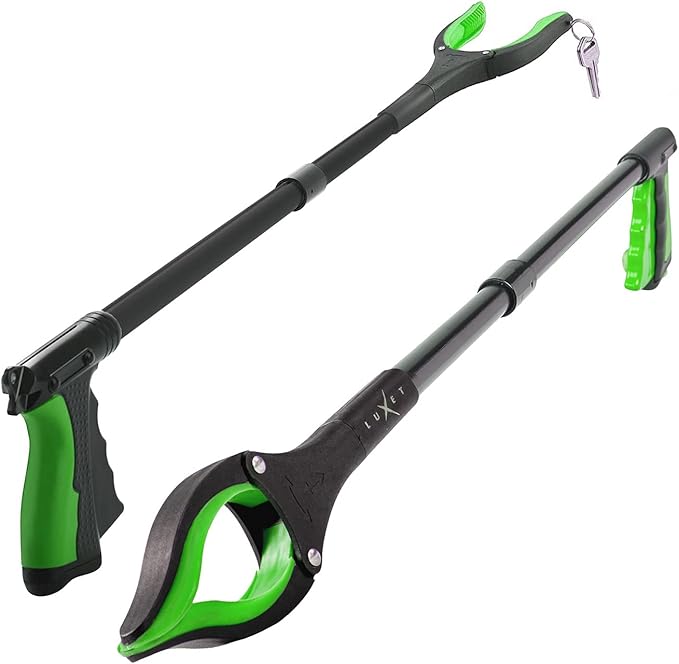 Grabber Reacher Tool - 2 Pack - Latest Version Long 32 Inch Foldable Pick Up Stick - Strong Grip Magnetic Tip Lightweight Trash Picker Claw Reacher Grabber Tool Elderly Reaching - by Luxet (Green)