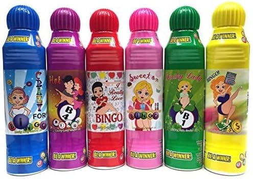 Lucky Lady Bingo Daubers for Adults - 6-Pack Assorted Colors Bingo Markers - Smooth & Even Application, Non-Drip & Quick-Dry Formula, Made with Dab-O-Ink