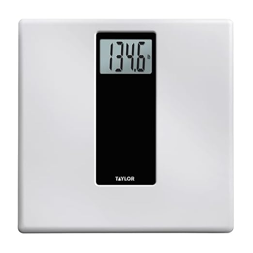 Taylor Digital Bathroom Scale for Body Weight, 400 lb Capacity, Large 12-Inch White and Black Tempered Glass Platform, Precise 0.2 lb Increments