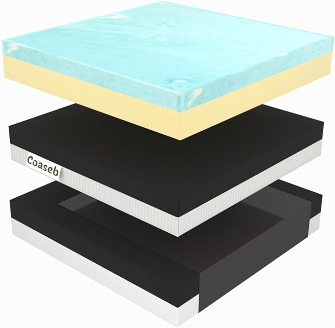 Gel Seat Cushion for Wheelchair, Office & Home Chairs – 3" Thick with 1" Cooling Gel Memory Foam + 2" High Resilience Foam, Non-Slip & Washable Cover, Pressure Relief for Long Sitting