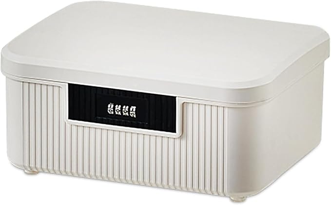 Saim Lockable Storage Box, 2.3 Gallon/9 Liter Combination Lock Box, Medicine Case Container for Personal Private Items, Medicines, Food, Snacks, Locking Cell Phone Smart Device Jail (White)