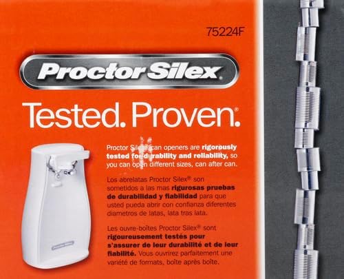 Proctor Silex Power Electric Automatic Can Opener for Kitchen with Knife Sharpener, Twist-off Easy-Clean Lever, Cord Storage, White (75224PS) (Pack of 2)