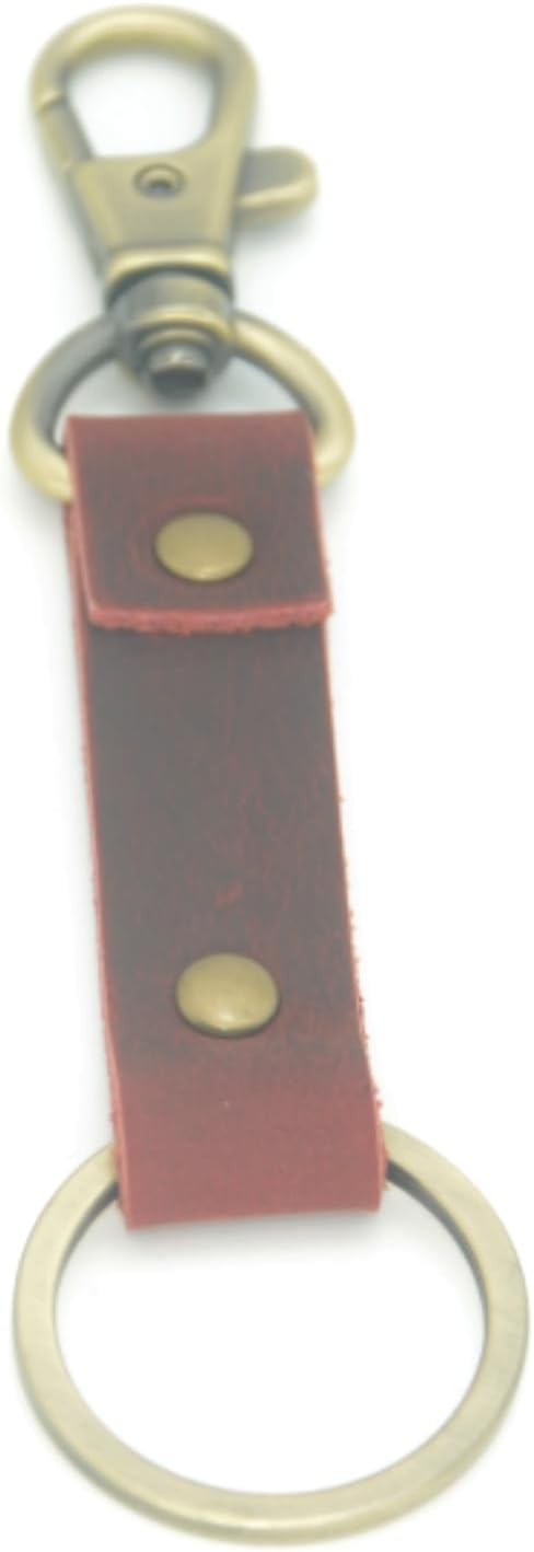 Genuine Leather Keychain Walnut Leather Key Holder Mens Belt Key Chain Ring Fob