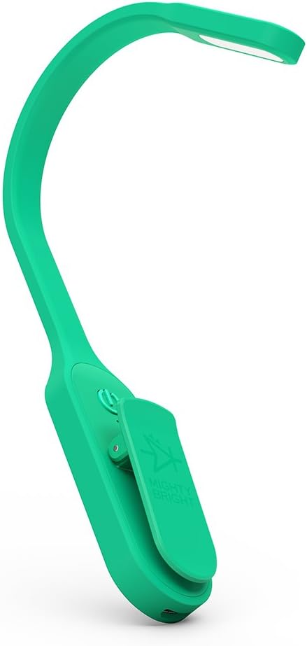 The Original Mighty Bright Recharge Clip On Rechargeable Book Light Reading Light, Warm Eye Care LEDs, Flexible, Durable, Dimmable, Perfect for Kids, Bookworms, Reading in Bed, Lasts 60 Hours (Green)