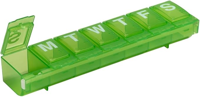 EZY DOSE Weekly (7-Day) Daily Pill Container, Medicine Planner, Vitamin Organizer, Large Locking Compartments Secure Prescription Medication and Prevent Accidental Spilling, Color May Vary, BPA Free